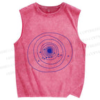 Unisex  Annual Rings Birds Printed Washed Tank Top