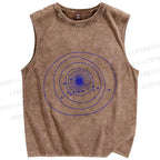 Unisex  Annual Rings Birds Printed Washed Tank Top