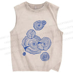 Unisex Annual Rings Printed Washed Tank Top
