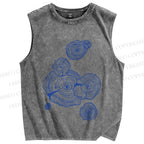 Unisex Annual Rings Printed Washed Tank Top