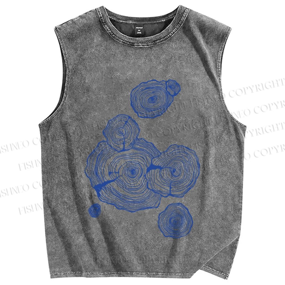 Unisex Annual Rings Printed Washed Tank Top