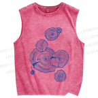 Unisex Annual Rings Printed Washed Tank Top
