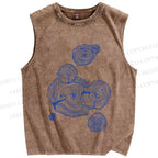Unisex Annual Rings Printed Washed Tank Top