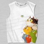 Unisex Cartoon Cat Watching Bees Printed Tank Top