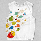 Unisex Cartoon Fish Printed Tank Top