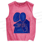 Unisex Two People Hug Printed Washed Tank Top