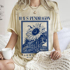 Unisex Vintage Sun Flower Printed Washed Tee