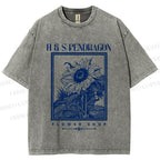 Unisex Vintage Sun Flower Printed Washed Tee