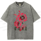 Unisex Vintage Flower Printed Washed Tee