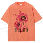 Unisex Vintage Flower Printed Washed Tee