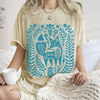 Unisex Vintage Fox Graffiti Printed Washed Tee