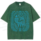 Unisex Vintage Fox Graffiti Printed Washed Tee