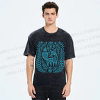 Unisex Vintage Fox Graffiti Printed Washed Tee