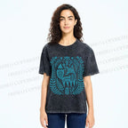 Unisex Vintage Fox Graffiti Printed Washed Tee