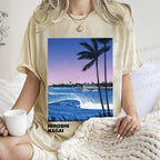 Unisex Sea Wave Poster Printed Washed Tee