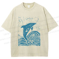 Unisex Vintage Dolphin Printed Washed Tee