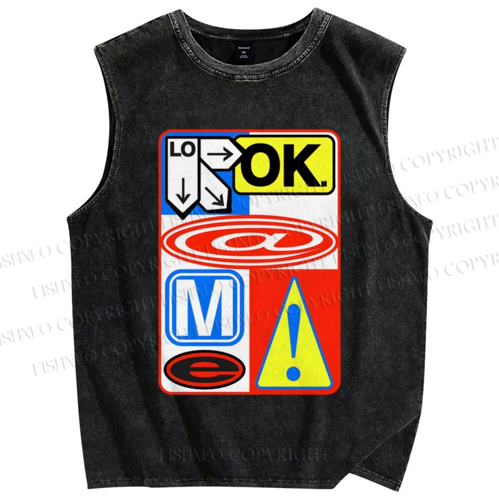 Unisex Logo Printed Washed Tank Top