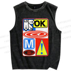 Unisex Logo Printed Washed Tank Top