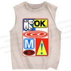 Unisex Logo Printed Washed Tank Top
