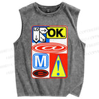 Unisex Logo Printed Washed Tank Top