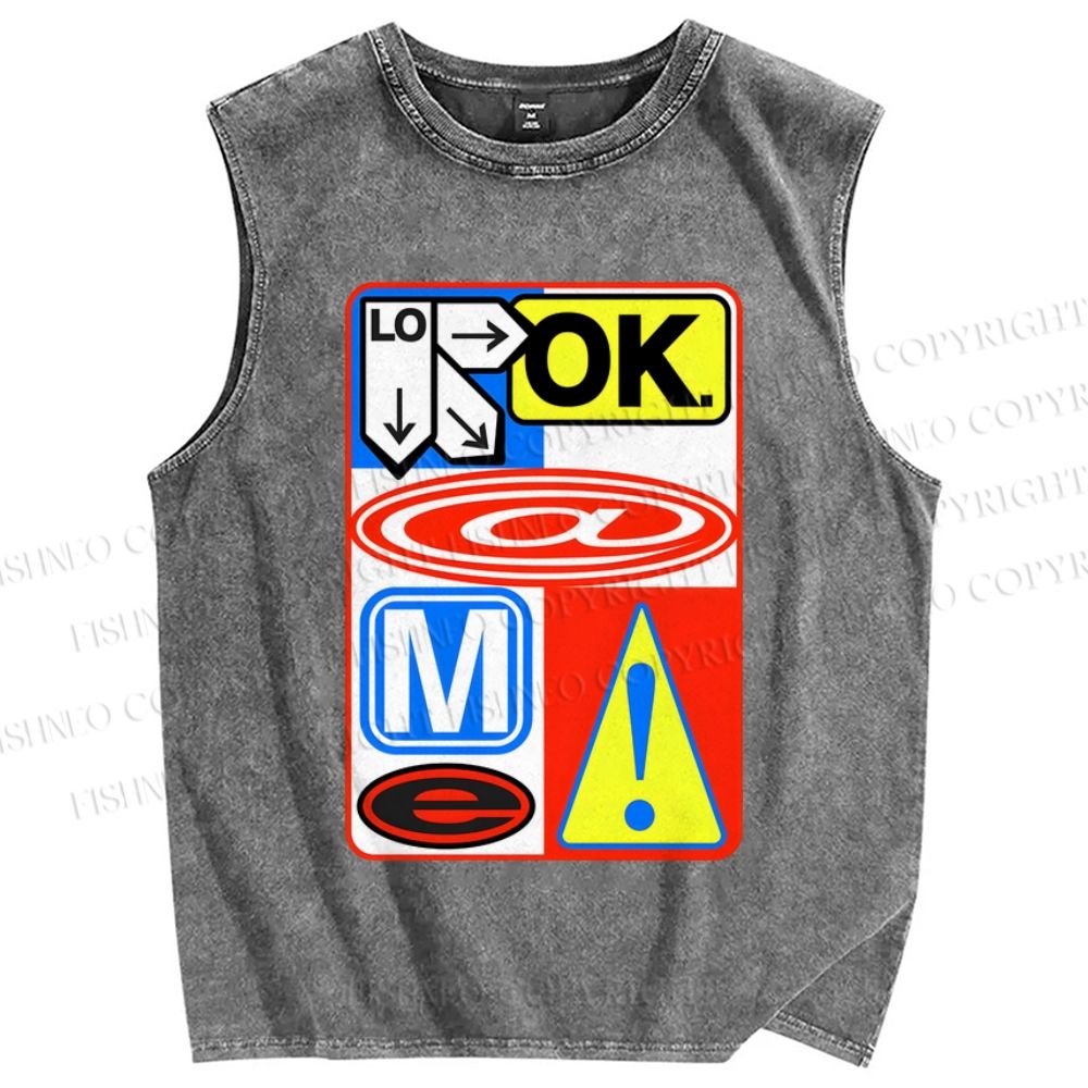 Unisex Logo Printed Washed Tank Top