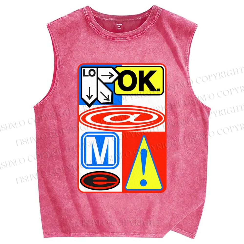Unisex Logo Printed Washed Tank Top