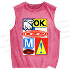 Unisex Logo Printed Washed Tank Top