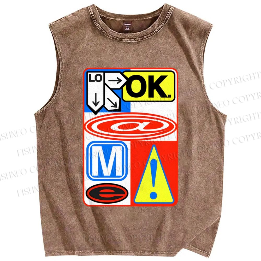Unisex Logo Printed Washed Tank Top