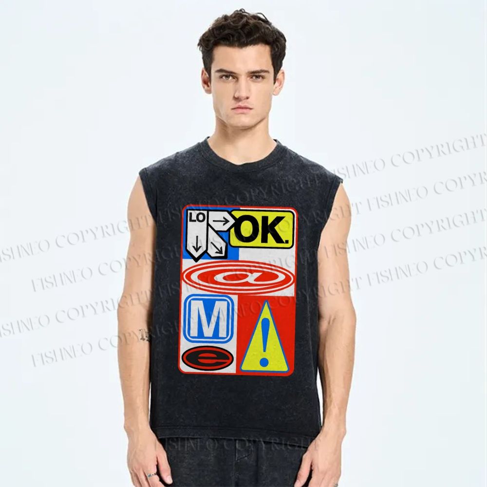 Unisex Logo Printed Washed Tank Top