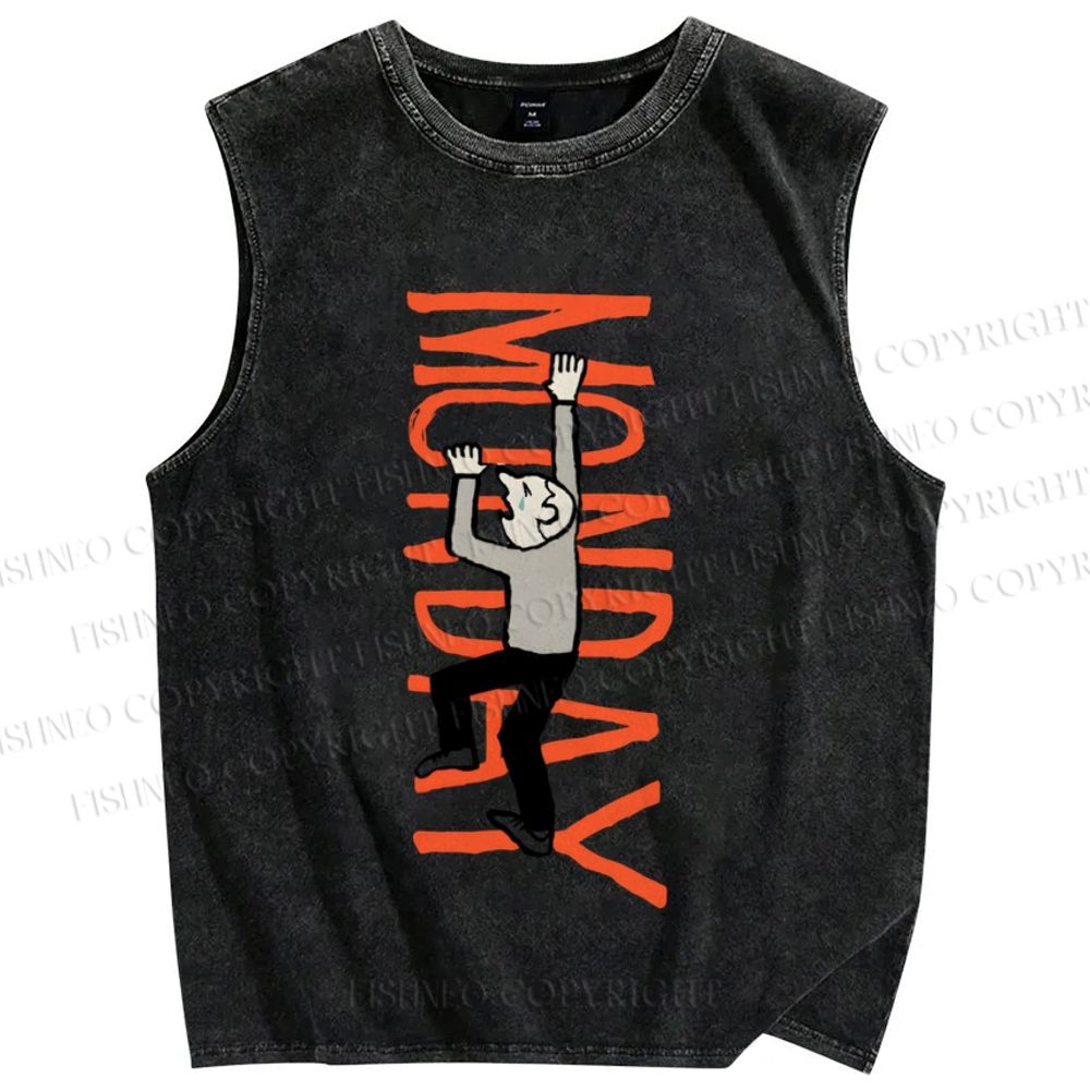 Unisex Crying For Monday Printed Washed Tank Top