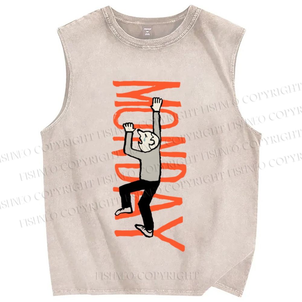 Unisex Crying For Monday Printed Washed Tank Top
