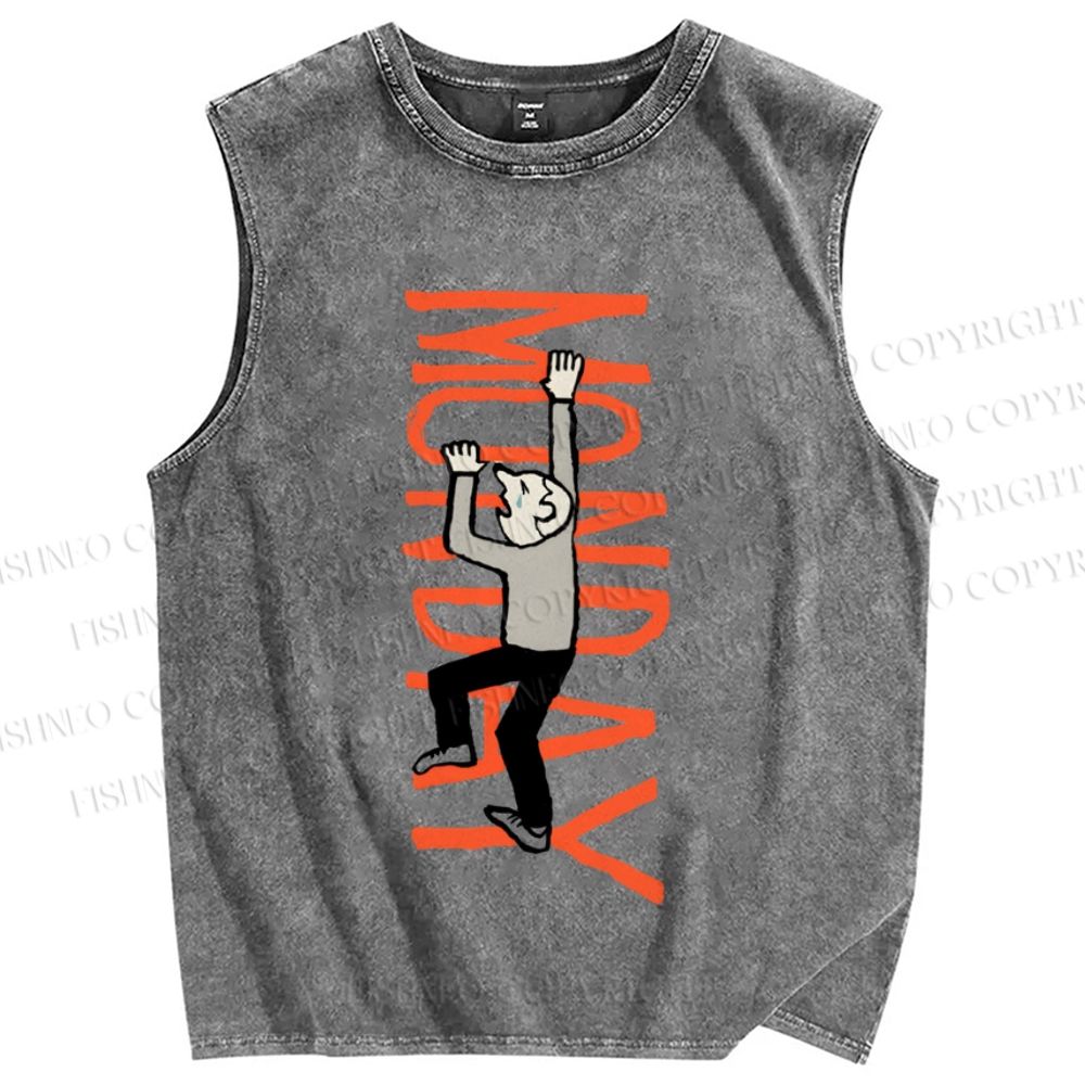 Unisex Crying For Monday Printed Washed Tank Top