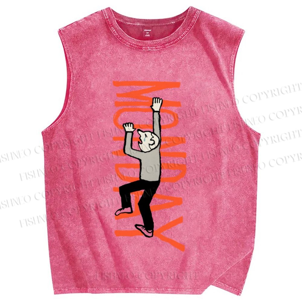 Unisex Crying For Monday Printed Washed Tank Top