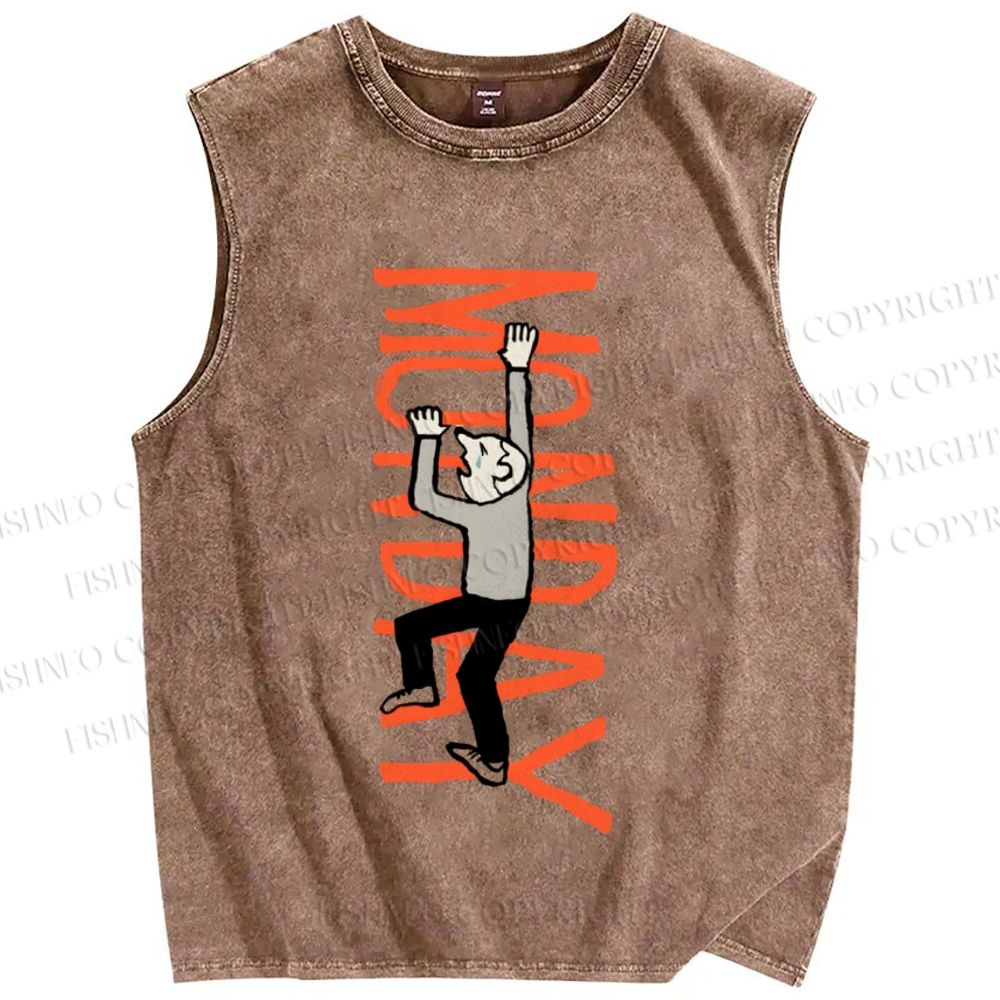 Unisex Crying For Monday Printed Washed Tank Top