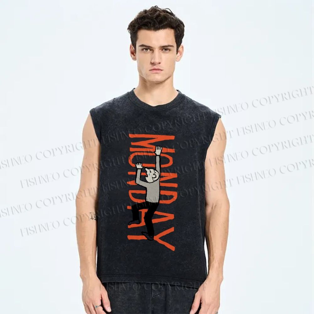 Unisex Crying For Monday Printed Washed Tank Top