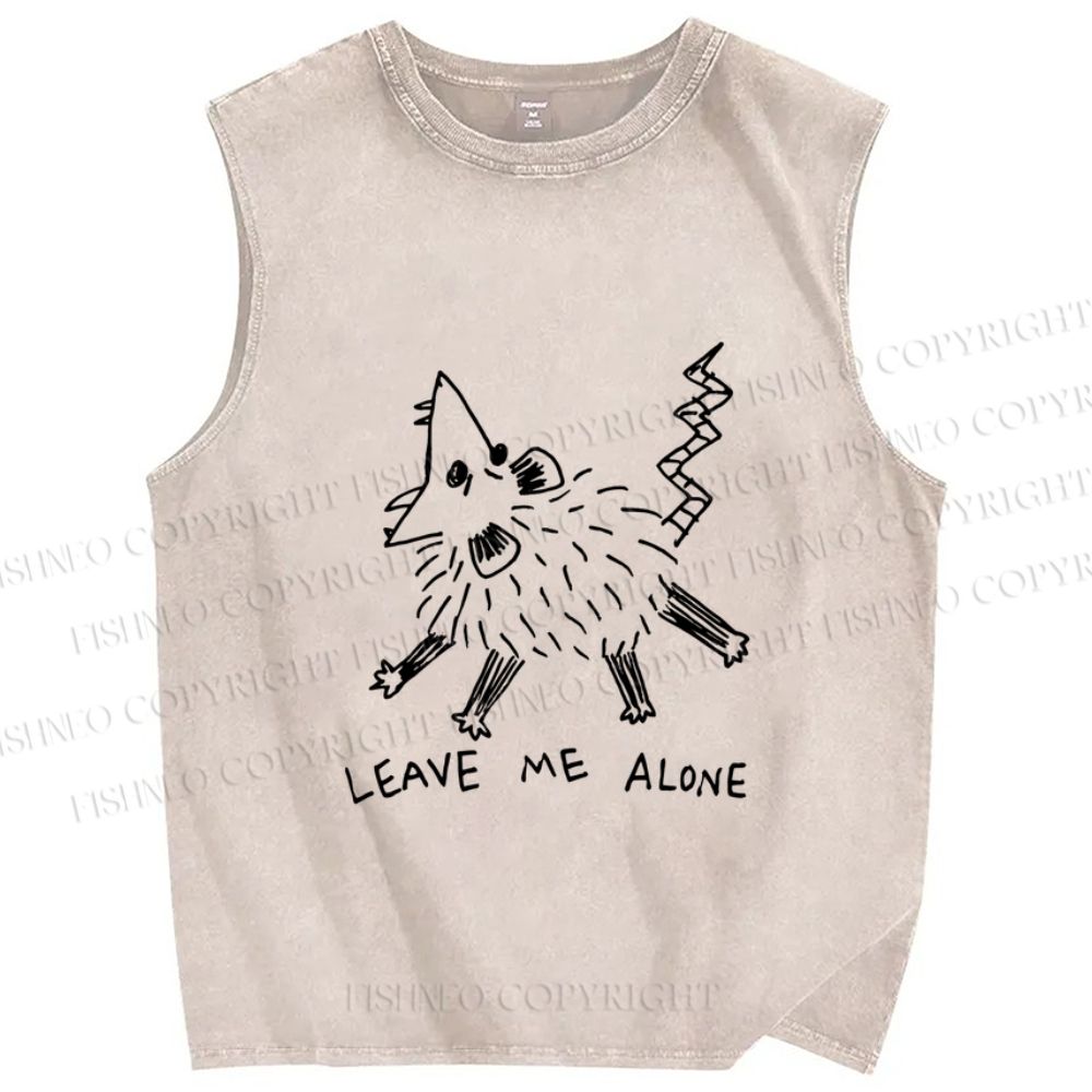 Unisex Rat Leave Me Alone  Printed Washed Tank Top