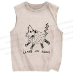Unisex Rat Leave Me Alone  Printed Washed Tank Top
