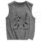 Unisex Rat Leave Me Alone  Printed Washed Tank Top