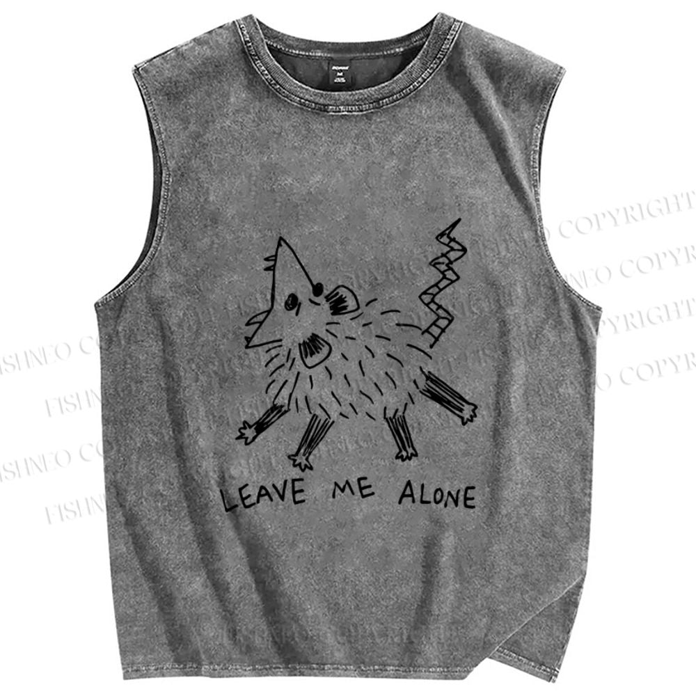 Unisex Rat Leave Me Alone  Printed Washed Tank Top