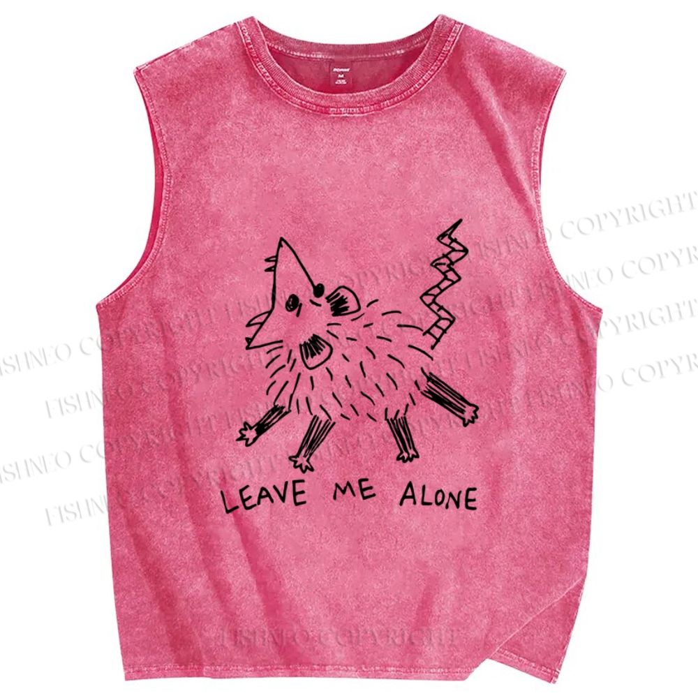 Unisex Rat Leave Me Alone  Printed Washed Tank Top
