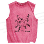 Unisex Rat Leave Me Alone  Printed Washed Tank Top