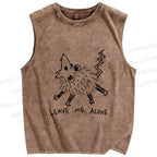 Unisex Rat Leave Me Alone  Printed Washed Tank Top