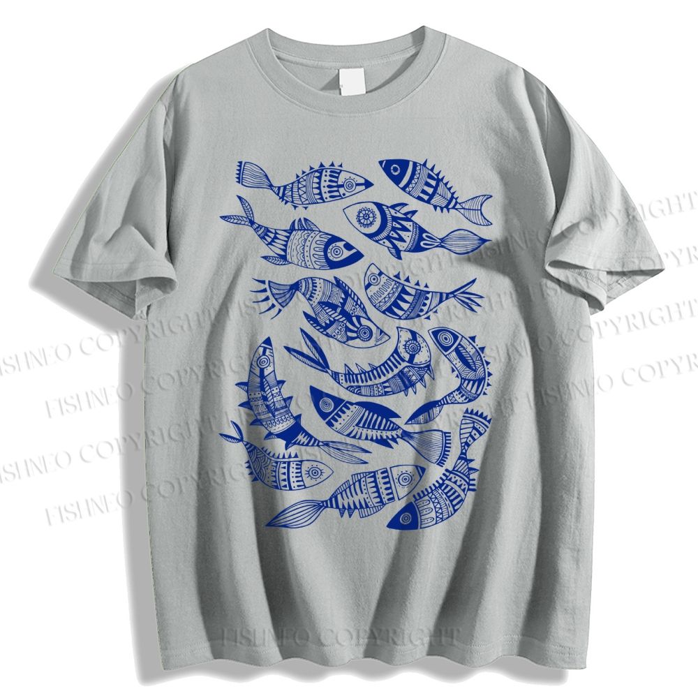Unisex Vintage Fish Graffiti Classic Cotton T-shirt
