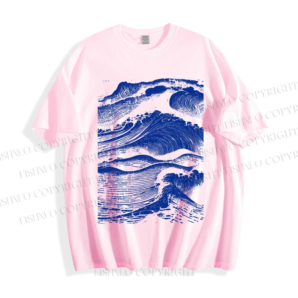 Unisex Vintage Japanese Wave Classic Cotton T-shirt