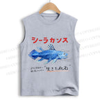 Unisex Fish Fossils Printed Cotton Tank Top