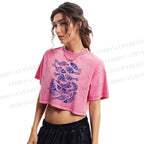 Vintage Fish Graffiti Washed Cropped T-Shirt