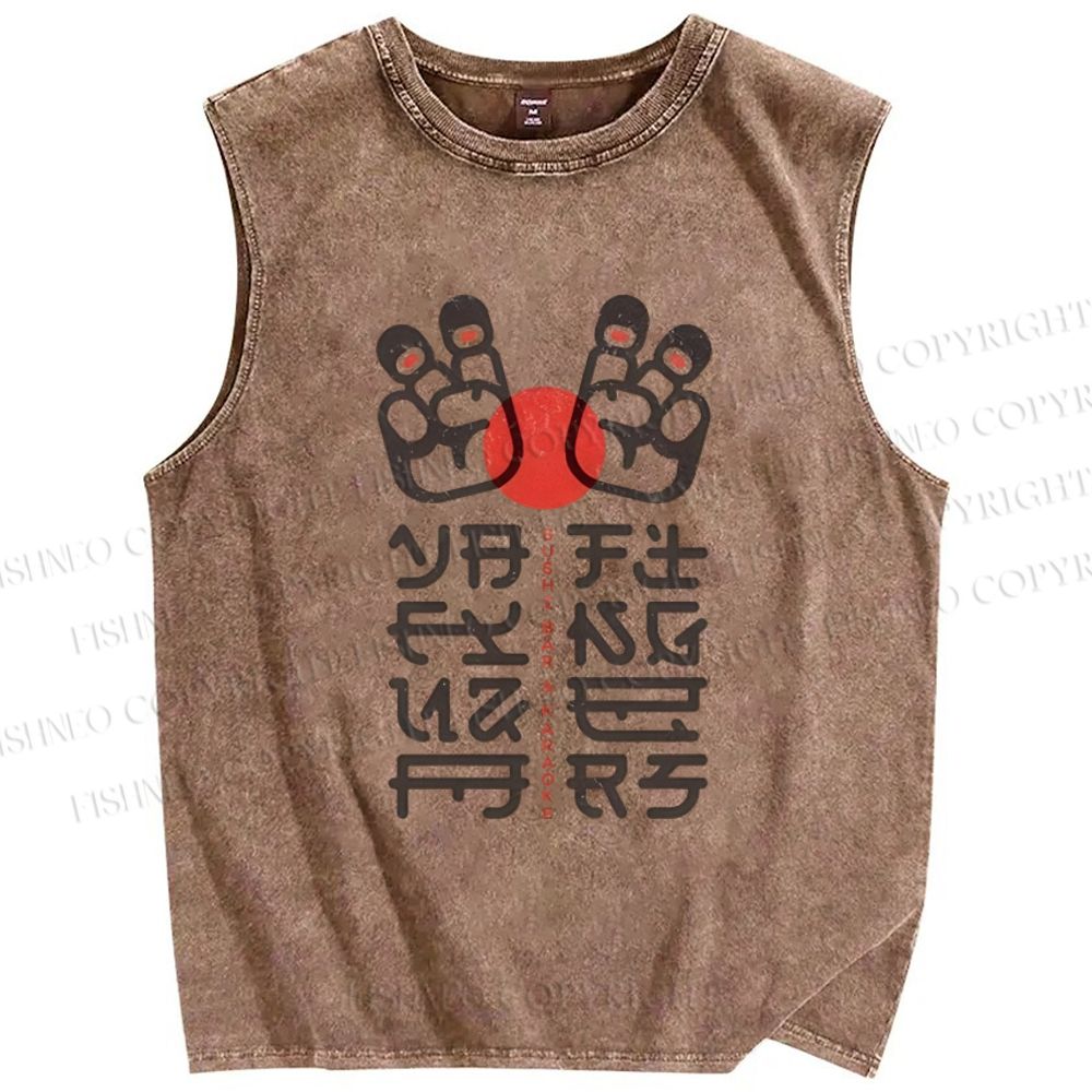 Unisex Sushi Bar Printed Washed Tank Top