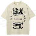 Unisex Beware Of Dog Printed Washed Tee