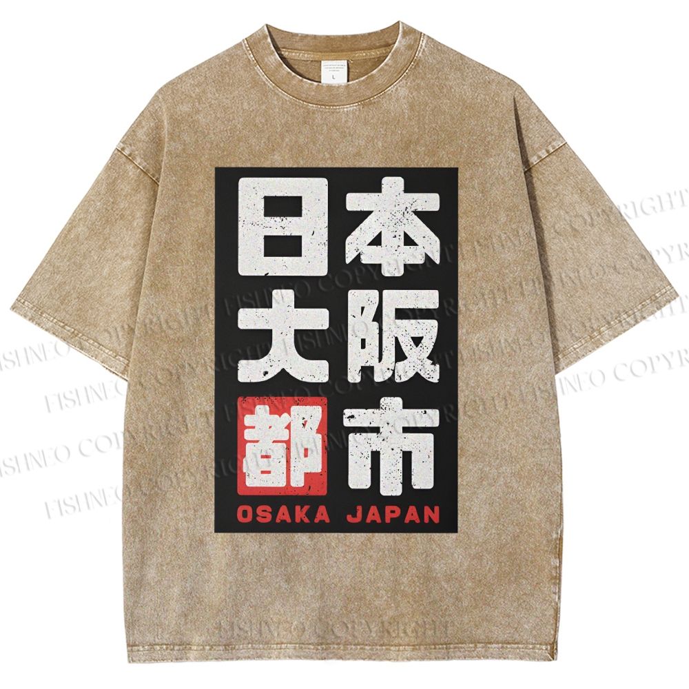 Unisex Osaka Japan Printed Washed Tee