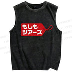 Unisex Label Printed Washed Tank Top